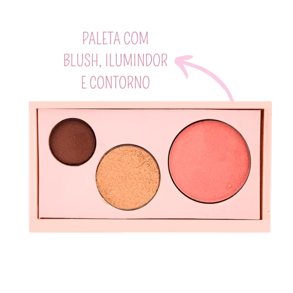 Paleta de Contorno, Blush e Iluminador Trio do Coração Mia Make - Image 2